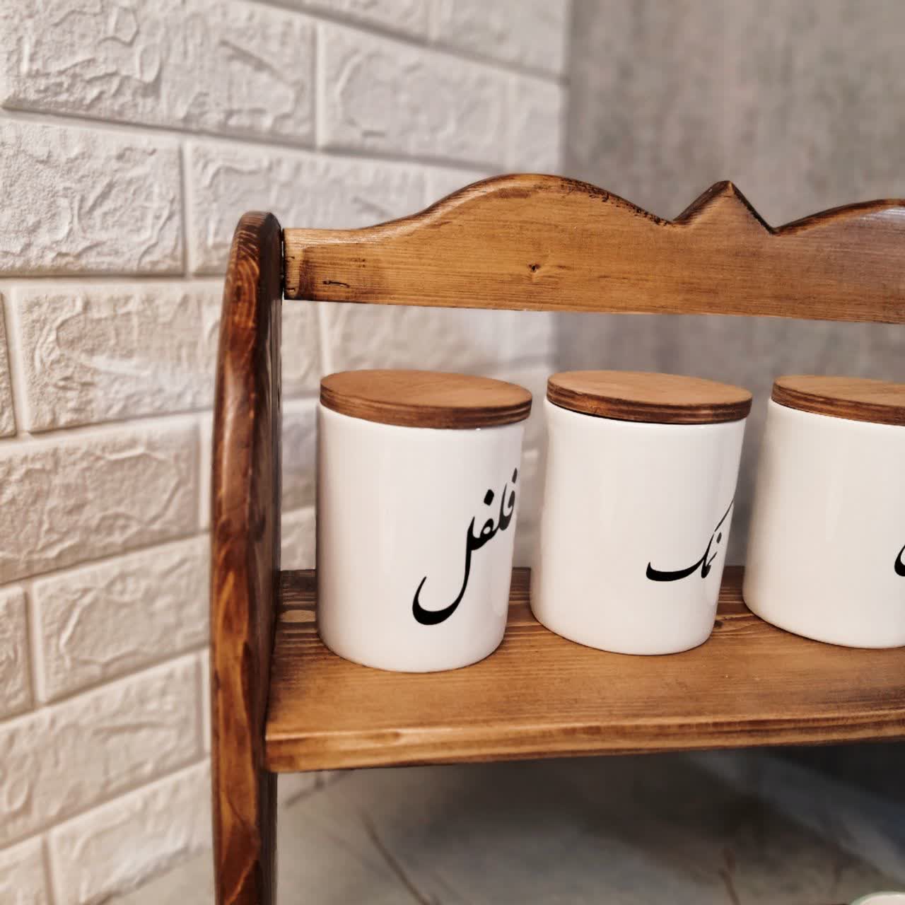 استند چوبی دو طبقه مدل لبه گرد - تصویر 2